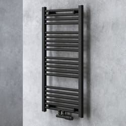 Sogood radiateur de salle de bain sèche-serviette 100x50cm radiateur tubulaire vertical chauffage à eau chaude noir-gris