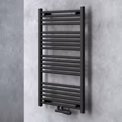 Sogood Radiateur de Salle de Bain Sèche-Serviette 100x60cm Radiateur Tubulaire Vertical Chauffage à Eau Chaude Gris-Noir