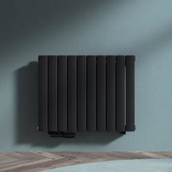 Sogood Radiateur de Salle de Bains Chauffage Central 60 x 77 cm Radiateur à Eau Chaude Double Couches Horizontal Noir-Gris 849W