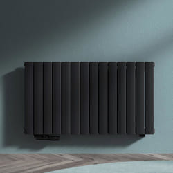 Sogood Radiateur de Salle de Bains Chauffage Central 60 x 108 cm Radiateur à Eau Chaude Double Couches Horizontal Noir-Gris 1189W