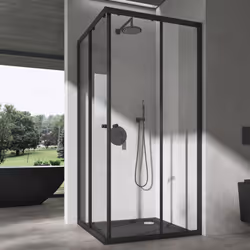 Cabine de douche transparent avec deux portes coulissantes Dimensions: 70x80x190 (côté gauche x côté droite x hauteur) Verre  ...