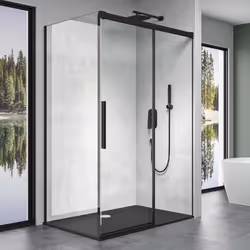 Sogood cabine de douche transparent noir 90x120 paroi de douche avec porte coulissante verre de sécurité Nano Rav12