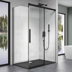 Sogood cabine de douche transparent noir 90x120 paroi de douche avec porte coulissante verre de sécurité Nano Rav12