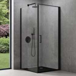 Sogood - doporro Cabine de Douche Noir 80x80x195 Montage Réversible Paroi de Douche Design Ravenna36K-Plus en Verre Transparant de 8mm Traitement