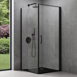 Doporro Cabine de Douche Noir 90x100x195 Montage Réversible Paroi de Douche Design Ravenna36K-Plus avec Receveur de Douche Verre Transparant de 8mm