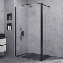 Sogood Paroi de Douche à Litalienne Transparent 80cm Pare-Douche Verre de Sécurité 8mm Bremen1K Profilé Noir Stabilisateur Rond