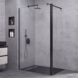 Sogood Paroi de Douche à Litalienne Transparent 90cm Pare-Douche Verre de Sécurité 8mm Bremen1K Profilé Noir Stabilisateur Ro ...
