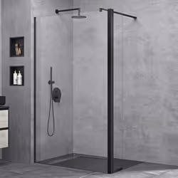 Sogood Paroi de Douche à Litalienne Transparent 70cm Verre de Sécurité 8mm Bremen1K Profilé Noir Stabilisateur Rectangulaire