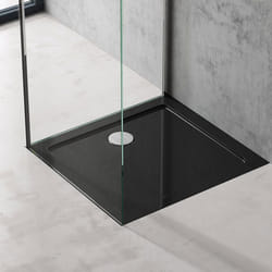 Sogood Bac à Douche Antiglisse Receveur de Douche Rectangulaire Noir Acrylique Faro2 75x80x4cm