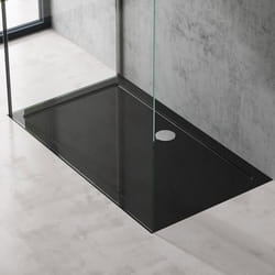 Sogood Bac à Douche Antiglisse Receveur de Douche Rectangulaire Noir Acrylique Faro2 80x160x4cm