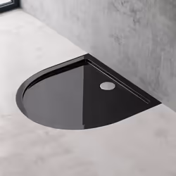 Sogood Receveur de douche 90x90 bac à douche demi-cercle extraplat acrylique noir Faro4 90x90x4cm