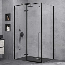 Sogood® Cabine de Douche Transparent Noir 75x140x195cm Paroi de Douche avec Porte Pivotante Verre de Sécurité Nano Ravenna64