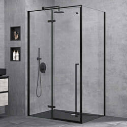 Sogood® Cabine de Douche Transparent Noir 80x140x195cm Paroi de Douche avec Porte Pivotante Verre de Sécurité Nano Ravenna64