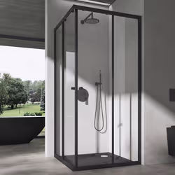 Sogood® Cabine de Douche Transparent en Angle 70x140 Paroi de Douche avec Portes Coulissantes Ravenna16K-Plus Profilé Noir