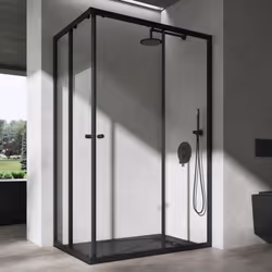Cabine de douche en angle avec deux portes coulissantes design doporro Ravenna16K-Plus | Receveur de douche compris Côté gauc ...