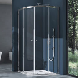 Sogood® Cabine de Douche avec Bac à Douche Blanc Porte Coulissante en Quart de Cercle 80x80x190 cm Verre ESG Ravenna32K