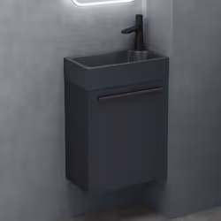 Sogood® Petit Meuble sous Vasque Anthracite Mat et Vasque Gris Noir Mat 46cm Ensemble de 2 Pièces avec Lavabo Design Pisa