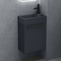 Sogood® Petit Meuble sous Vasque Anthracite Mat et Vasque Gris Noir Mat 46cm Ensemble de 2 Pièces avec Lavabo Design Pisa