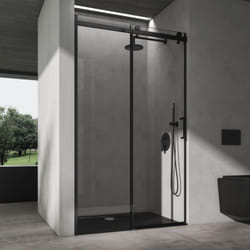 Doporro Porte de Douche Coulissante pour Niche Paroi de Douche Transparente Verre de Sécurité avec Revêtement Anti-calaire et Amortisseur Teramo19K