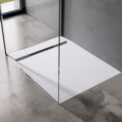 Sogood® Receveur de Douche Design Ultra Plat 4 cm Rectangulaire en Solid Surface Blanc Mat Geoma04 80x100x4 cm avec Bonde AL0 ...