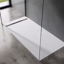 Sogood® Receveur de Douche Design Ultra Plat 4 cm Rectangulaire en Solid Surface Blanc Mat Geoma04 80x160x4 cm avec Bonde AL0 ...