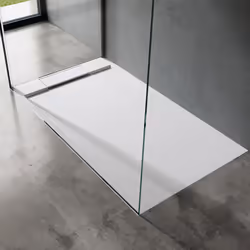 Sogood® Receveur de Douche Design Ultra Plat 4 cm Rectangulaire en Solid Surface Blanc Mat Geoma04 90x140x4 cm avec Bonde AL0 ...
