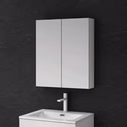 Meuble mural salle de bains avec miroir et rangement réglable - SO GOOD - Blanc mat - 60x15x70 cm