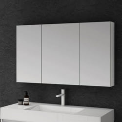 Sogood® Meuble Murale Salle de Bains avec Miroir Placard de Rangement Réglable Blanc Mat en Bois 3 Portes 100x15x70 cm