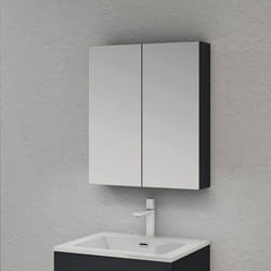 Meuble de salle de bains avec miroir et rangement - SO GOOD - Anthracite mat - 2 portes - 60x15x70 cm