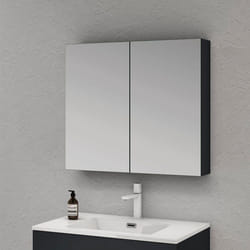 Meuble de salle de bains avec miroir et rangement réglable - SO GOOD - Anthracite mat - 80x15x70 cm