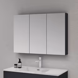 Sogood® Meuble Murale Salle de Bains avec Miroir Placard de Rangement Réglable Anthracite Mat en Bois 3 Portes 100x15x70 cm