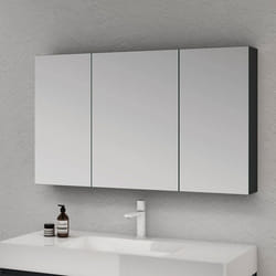 Sogood® Meuble Murale Salle de Bains avec Miroir Placard de Rangement Réglable Anthracite Mat en Bois 3 Portes 120x15x70 cm