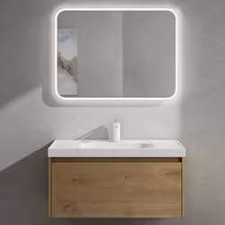 Sogood Meuble de Salle de Bains Marron Clair Ensemble de 3 Pièces Meuble avec Lavabo et Miroir LED 80cm avec Soft-close Saler ...