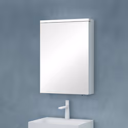 Sogood Meuble Murale Salle de Bains avec Miroir LED Placard de Rangement Réglable Blanc Mat en Bois 1 Porte 50x15x70 cm