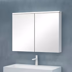 Meuble Murale Salle de Bains avec Miroir LED - SO GOOD - Blanc Mat - 2 Portes - 90x15x70 cm