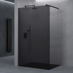 Sogood - doporro Paroi de Douche à L'Italienne Verre de Securite Gris Teinté 8mm Douche Barre de Stabilisation Ronde Noire Inox Bremen01VG 80x200cm