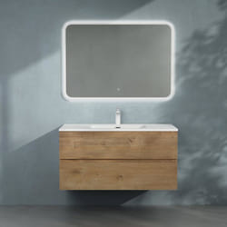 Sogood Meuble de Salle de Bain Suspendu 80x48x50cm Ensemble de 3 Pièces Meuble avec Lavabo et Led Miroir Design Aqualis