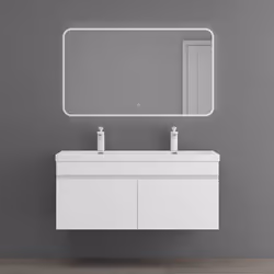 Sogood Meuble de Salle de Bain Blanc Mat Ensemble de 3 Pièces Meuble avec Lavabo 120cm et Miroir LED Design Botanica avec 2 T ...