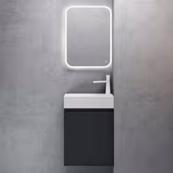 Sogood Petit Meuble de Salle de Bain Suspendu 46cm Gris Noir Mat Ensemble de 3 Pièces Meuble avec Lavabo et LED Miroir Design