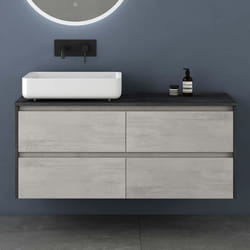Sogood Meuble de Salle de Bain Gris Foncé Beige Ensemble de 2 Pièces Meuble avec Lavabo Blanc 120cm avec 4 Tiroirs