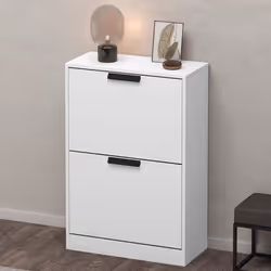 Sogood Meuble à Chaussures Blanc Mat 60x28x89 cm Rangement Armoire à Chaussures 2 Compartiments Range-Chaussures 01
