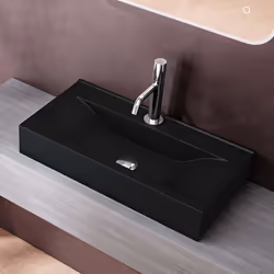 Sogood Lavabo Vasque à Poser ou Monter au Mur Lave Mains Suspendu Design Brüssel108g 62x32x11cm Noir Mat
