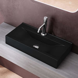 Sogood Lavabo Vasque à Poser ou Monter au Mur Lave Mains Suspendu Design Brüssel108g 62x32x11cm Noir Mat