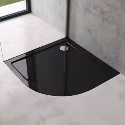 Sogood Receveur de douche 80x80 bac à douche quart de cercle extraplat acrylique noir Faro3 80x80x4cm