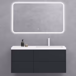 Sogood Meuble sous Vasque Gris Noir Mat et Lavabo de Salle de Bain 120x46x54cm Ensemble de 3 Pièces Meuble avec Lavabo et Mir ...