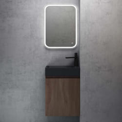 Sogood Petit Meuble de Salle de Bain Suspendu 46cm Chêne Ensemble de 2 Pièces Meuble avec Lavabo Design Pisa02