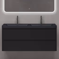 Sogood Meuble de Salle de Bain Suspendu Noir Mat 120x48x55cm Ensemble de 2 Pièces Meuble avec Lavabo Design Lucca