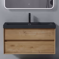 Sogood Meuble de Salle de Bains Marron Clair 2 Pièces Meuble avec Lavabo Meuble sous-lavabo Suspendu 100cm Design Rimo
