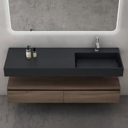 Sogood Meuble de Salle de Bain Marron Ensemble de 3 Pièces Meuble avec Lavabo 150cm et LED Miroir Up avec 2 Grands Tiroirs