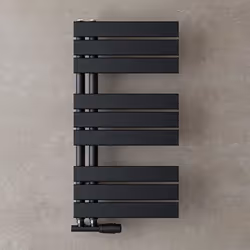 Sogood Radiateur de Salle de Bain Sèche-Serviette 76x40cm Radiateur à Eau Chaude ou Électrique Gris Noir Sèche-Serviettes Des ...